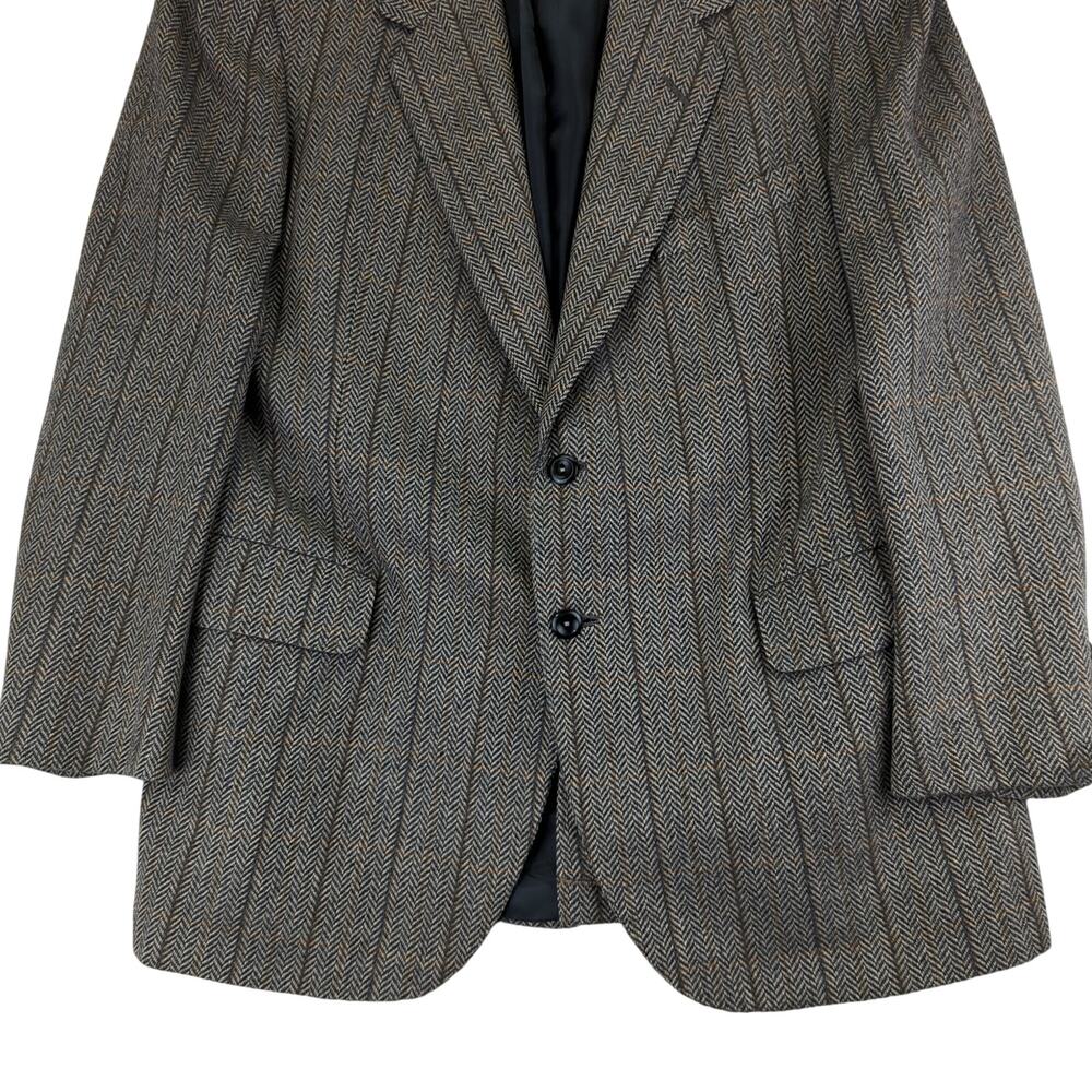 Oxxford Cashmere Chevron Gray‎ Beige Suit Jacket Two Button Sport Coat Men's 43S - Picture 4 of 12